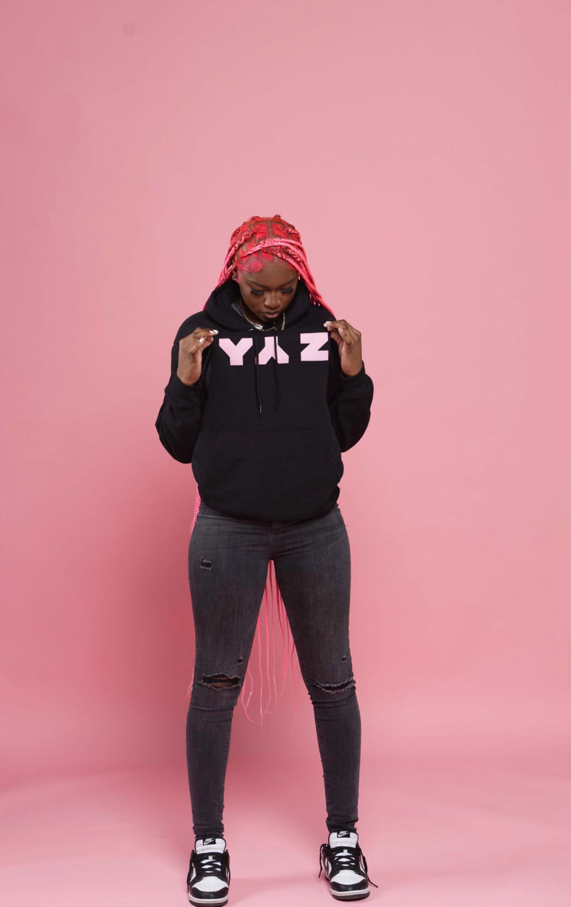 Light Pink on Black YYZ Pullover Hoodie