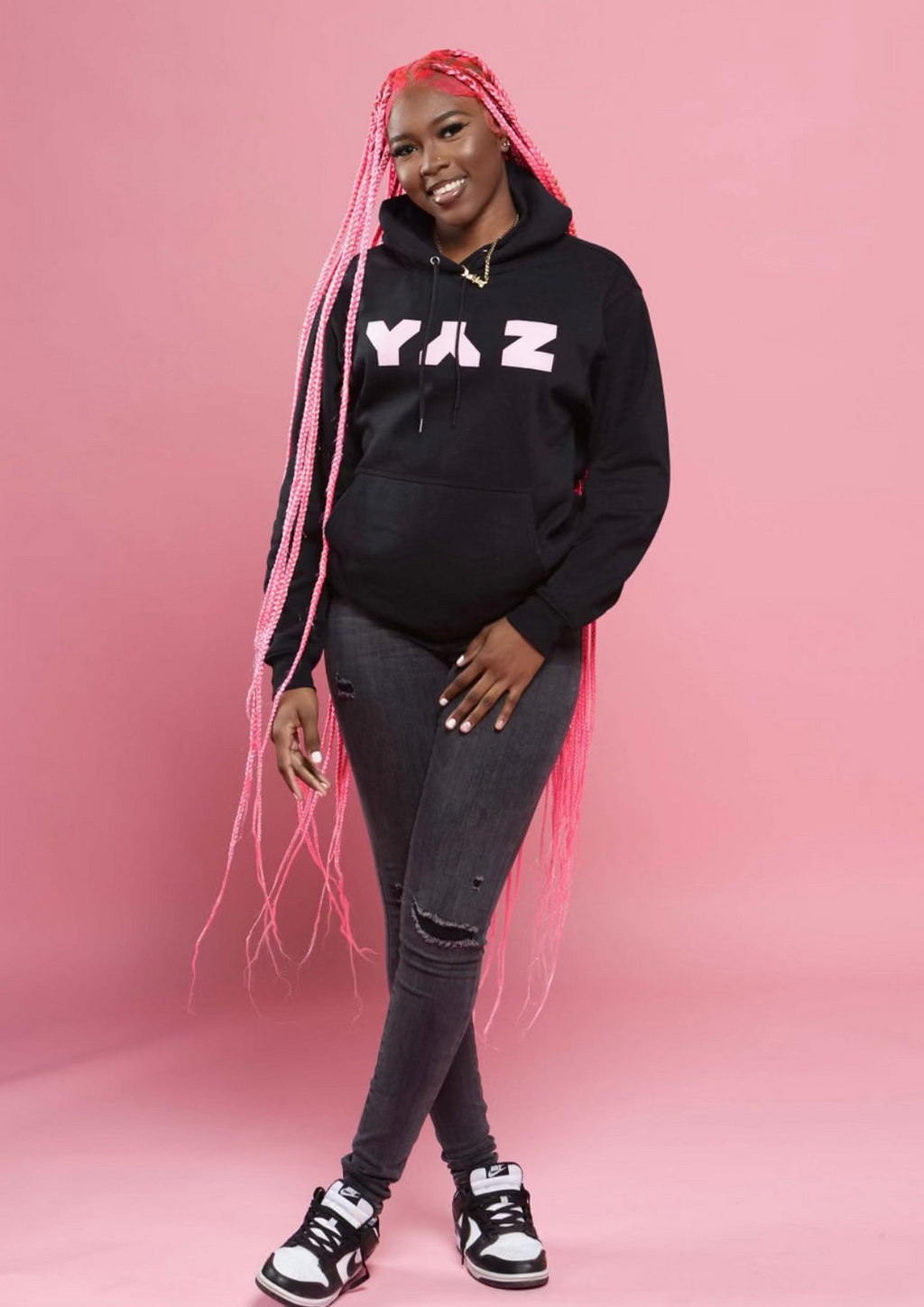 Light Pink on Black YYZ Pullover Hoodie