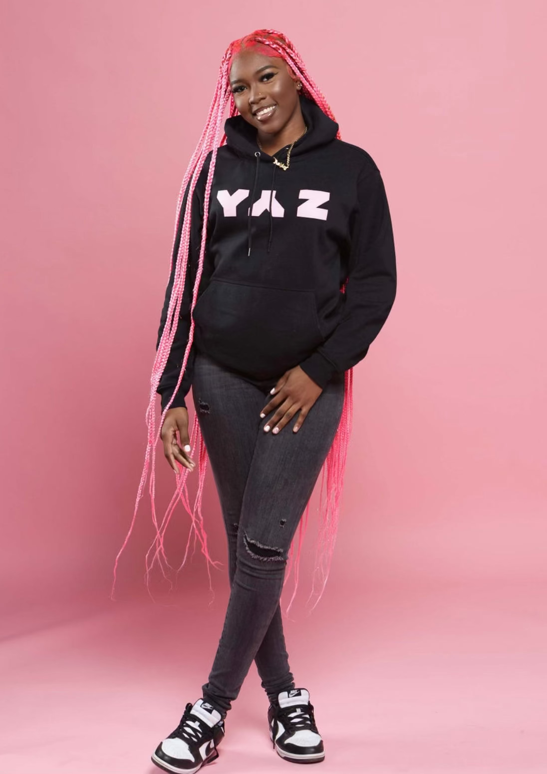 Light Pink on Black YYZ Pullover Hoodie